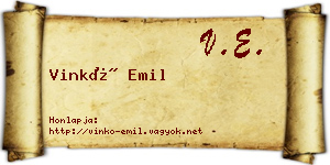 Vinkó Emil névjegykártya